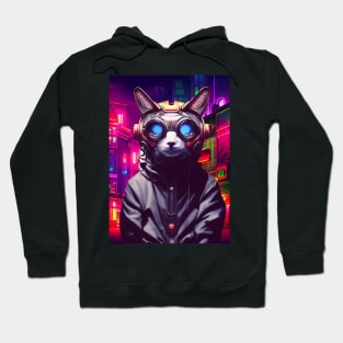 Techno Cat In Japan Neon City Hoodie